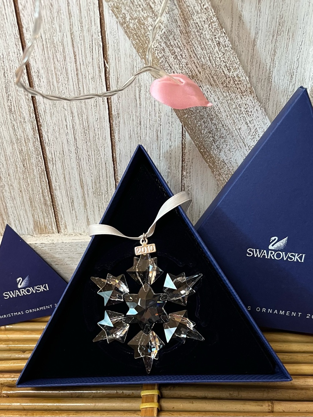 Swarovski Clear Crystal Snowflake Ornament with 2010 Tag